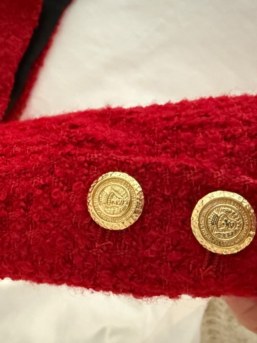 Never Worn Red Tweed Style Matching Set / Jacket + Mini Skirt - Picture 6 of 9